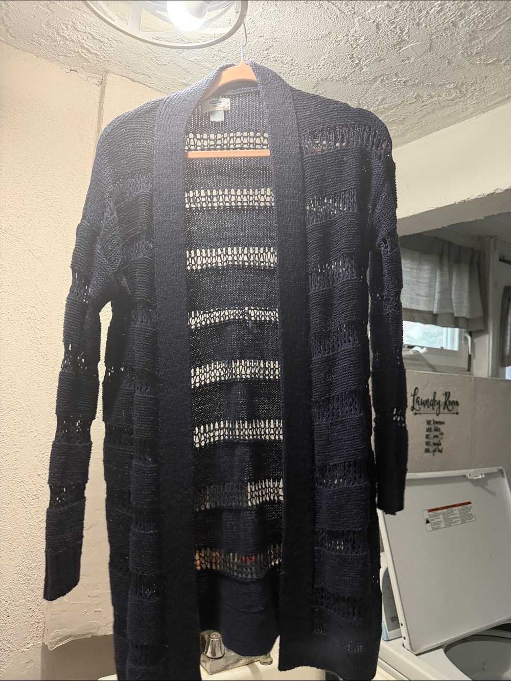 Old Navy Navy Open-Stitch Long Cardigan